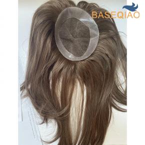  Australia the lace  top with the  thin skin PU perimeter human hair toppers #6 7x9 D595