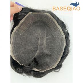 Full Swiss lace men hair systems toupees remy human hair repalcement bleached knots for men  D606