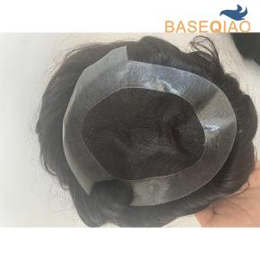 Indian human hair lace and PU Australia base Toupee for men Natural hairline men wigs #1b 7x9 D612