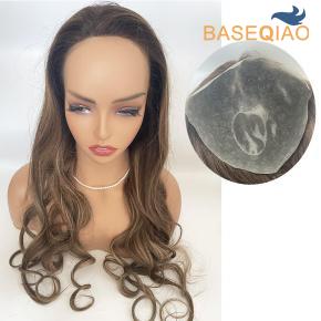 Raw Human hair Thin Skin PU base Ombre hair wigs natural looking for women  D583