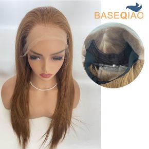 13x6 brown Lace Front Wigs Human hair human hair wig pre plucked Straight hair #6 D607
