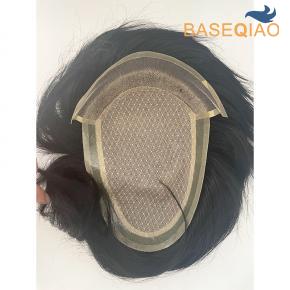 Silk base men toupee bleached knots human hair light density 100% stock hair systems  D619