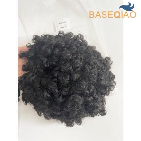 Thin skin knotted Toupee 20mm curly human hair in stock natural wave men hair systems men wig  D620