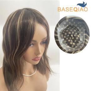 10 Inch Straight Human Hair Topper Australia Base #3 with #27 Highlight  150%  D603