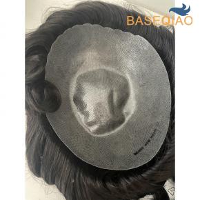 Ultra Thin Skin Men Hair System Human Hair 0.12–0.14mm Poly Base Natural Wave Hairline 1214  Wave base D634