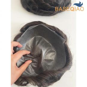 Thin Skin Knotted Men Toupee Human Hair 0.02–0.04mm with V-Loop Hairline #4 0204 D643