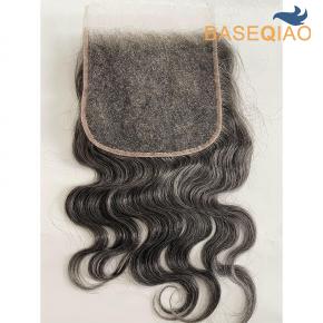   Human Hair 7x7 Swiss Lace Closure – Salt & Pepper Color 12 Inches Body Wave D644