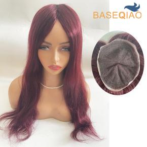Ultimate Volume! 180% Density Full Swiss Lace Topper 99J Burgundy Mix 20 inches Straight D624