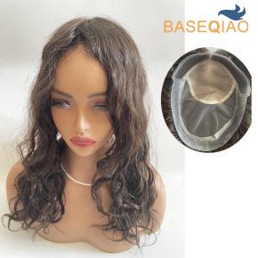 Natural Looking 5x5 Silk Top Hair Topper  Dark Brown #2 Slight Wave Human Hair with PU Perimeter D642