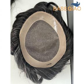 Fine mono base men toupee human hair toupee longer last men hair pieces  #1b30 D690