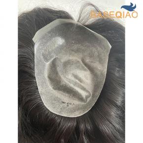 Invisible Thin Skin Hair Topper 1B Black 16” Straight Human Hair D650 - 副本