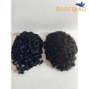 GM2 mono with pu perimeter #1 jet black hair 22mm curly men hair systems D702