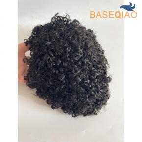 GM2 Men toupee human hair systems 15mm curly hair #1b  D702 
